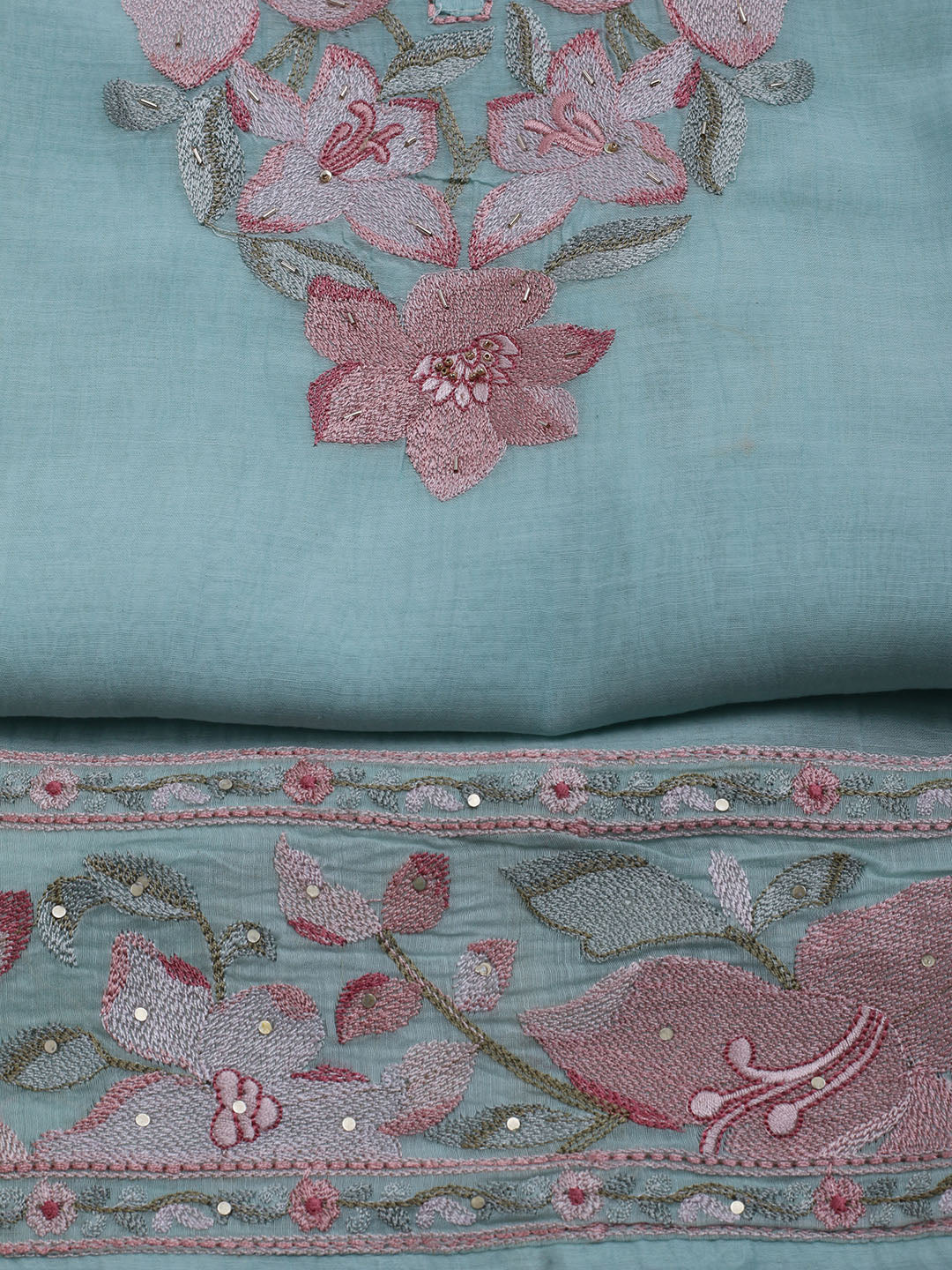 Embroidered Cotton Blend Unstitched Suit With Dupatta