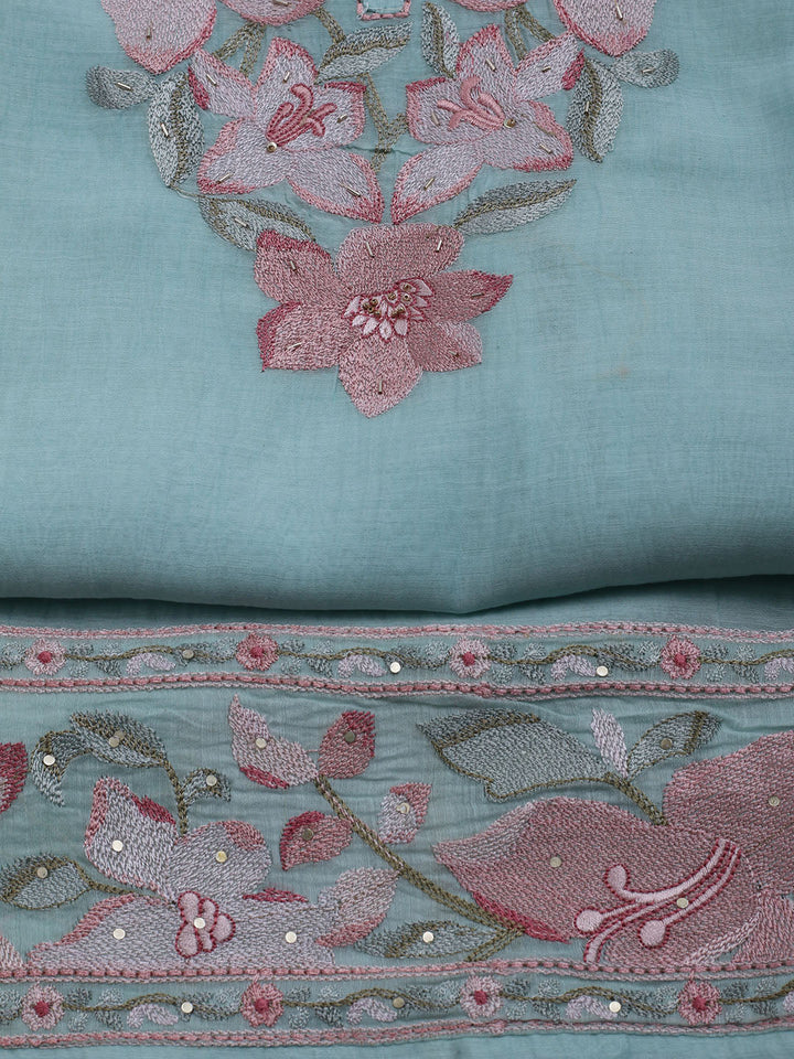 Embroidered Cotton Blend Unstitched Suit With Dupatta