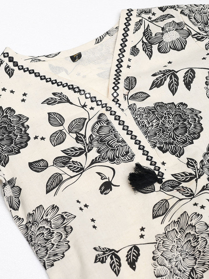 Printed Cotton Blend Kurta With Pants