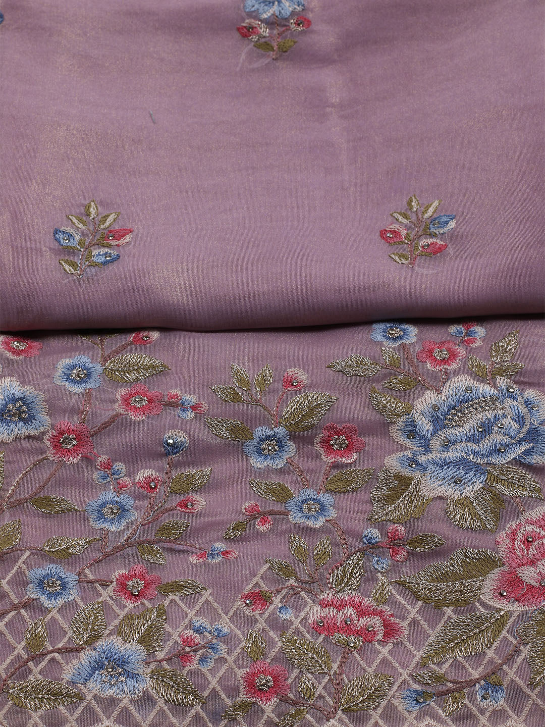 Embroidered Organza Unstitched Suit With Dupatta