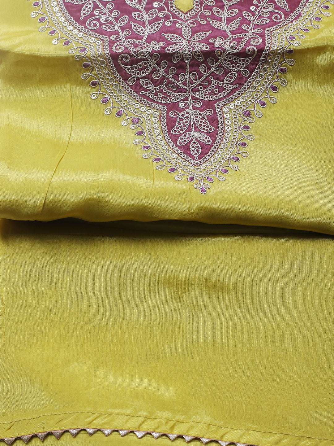 Embroidered Chanderi Unstitched Suit With Pant &amp; Dupatta