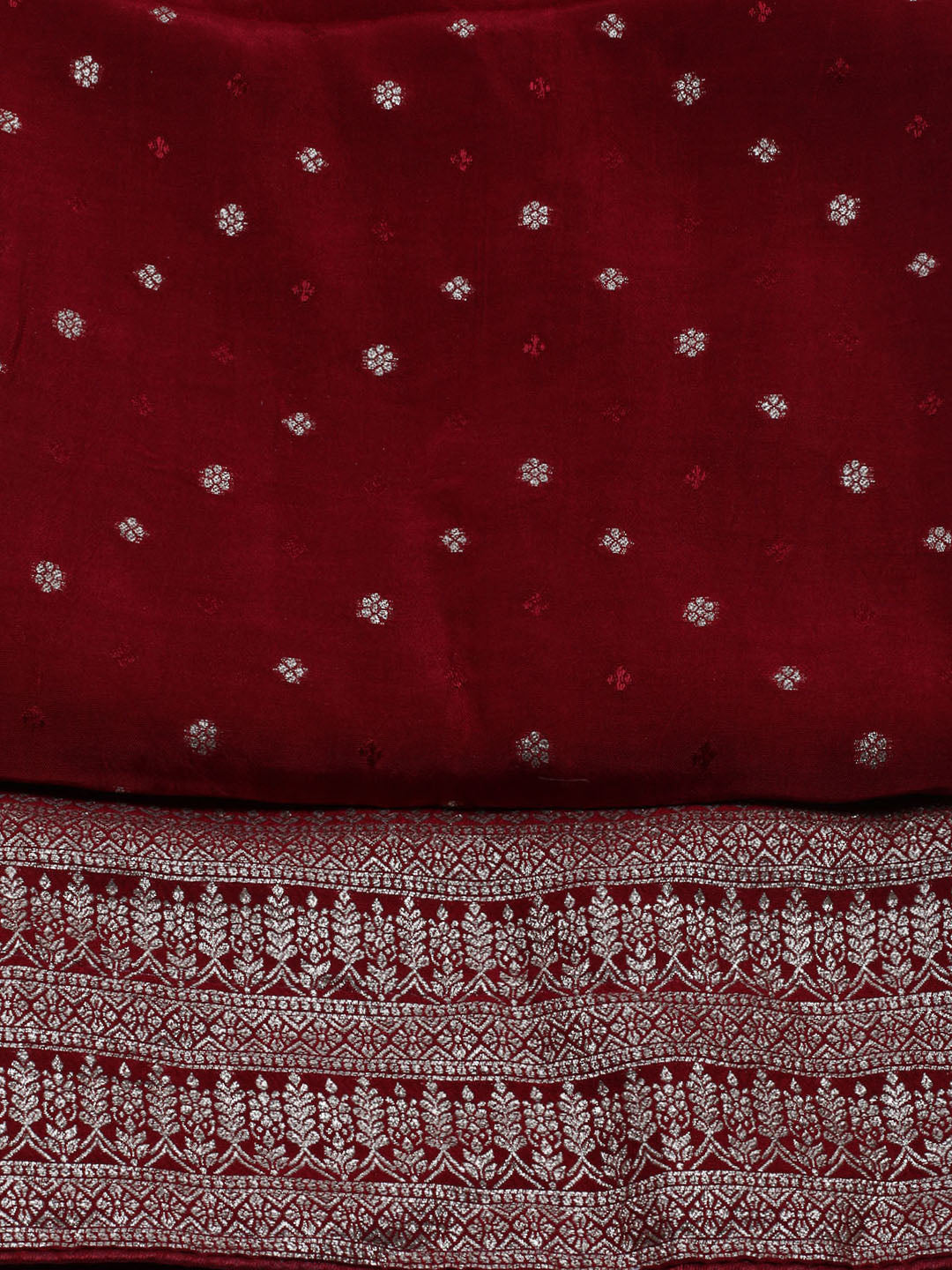 Embroidered Art Silk Unstitched Suit With Dupatta