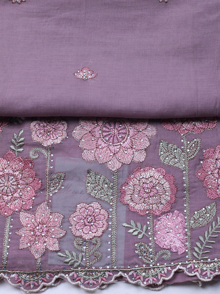 Embroidered Cotton Blend Unstitched Suit With Dupatta