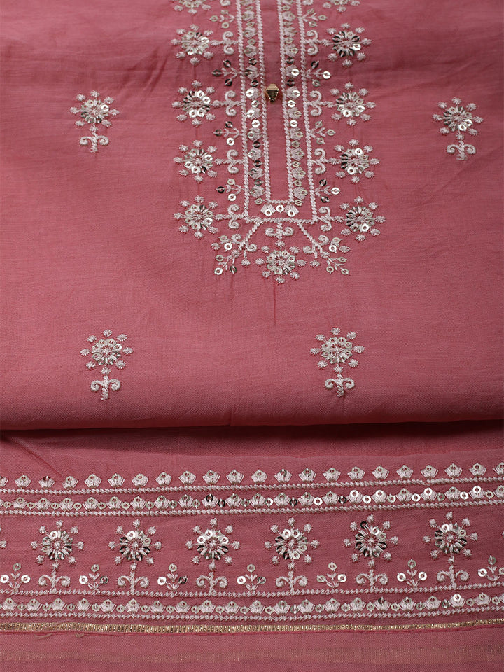 Embroidered Muslin Unstitched Kurta With Pant &amp; Dupatta