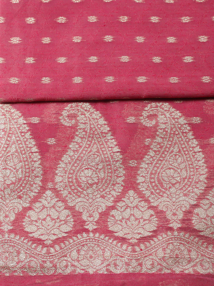 Woven Design Tissue Unstitched Suit With Pant Dupatta