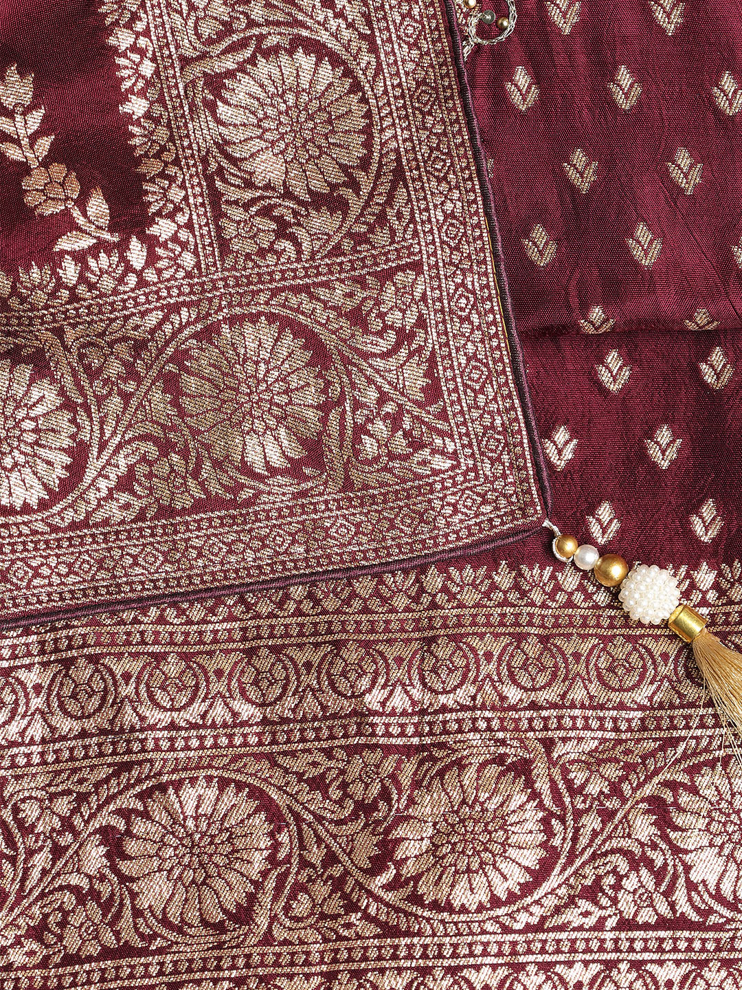 Neck Embroidered Chanderi Unstitched Suit With Dupatta