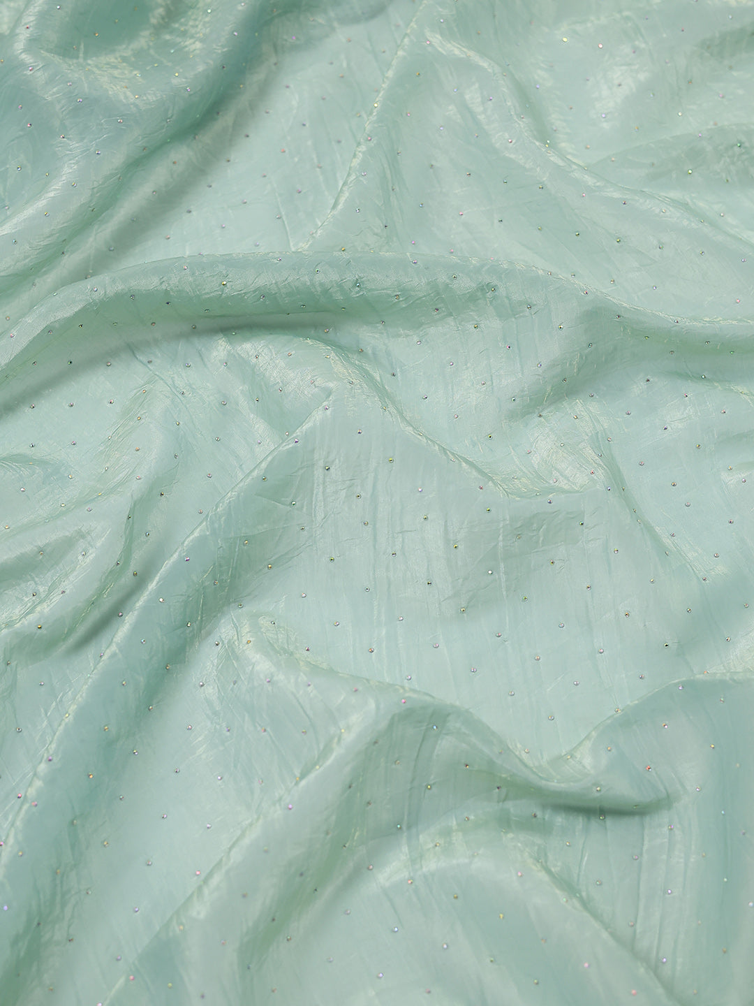 Swarovski Border Art-Chiffon Organza Plain Saree