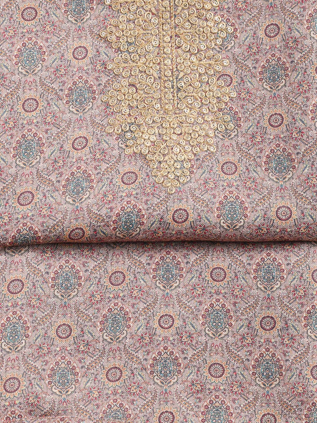 Neck Embroidery Cotton Blend Unstitched Suit Piece With Dupatta