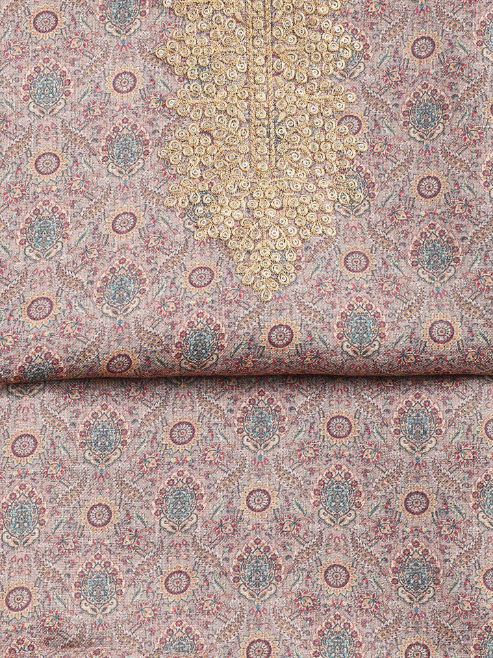 Neck Embroidery Cotton Blend Unstitched Suit Piece With Dupatta