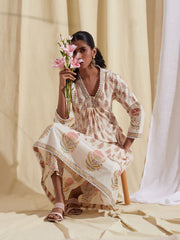 Floral Printed Cotton Kurta With Pants