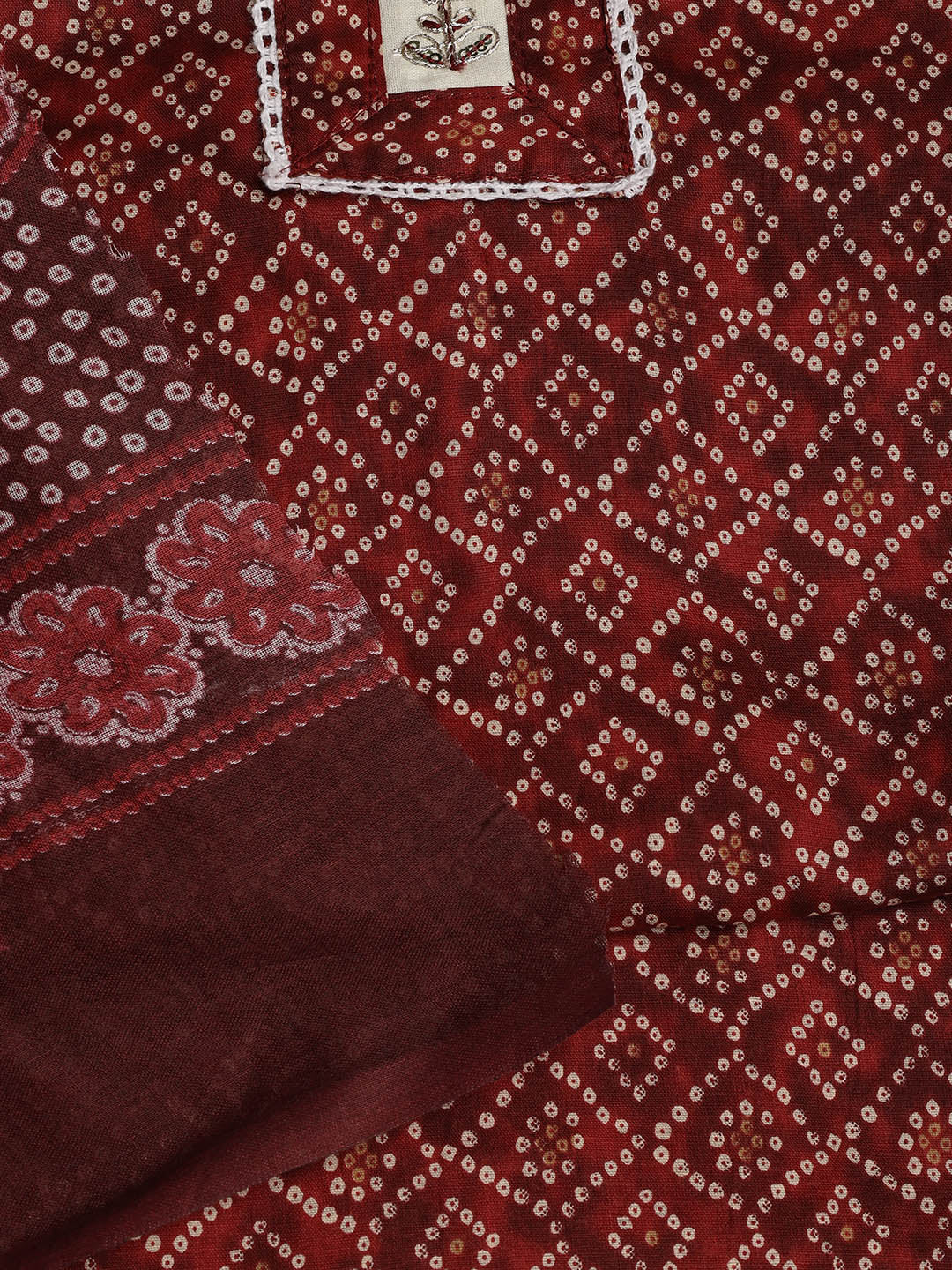 Printed Cotton Blend Unstitched Suit With Dupatta