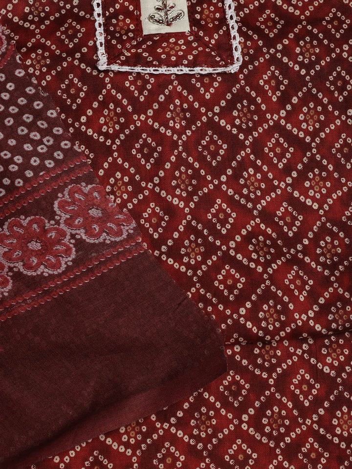 Printed Cotton Blend Unstitched Suit With Dupatta