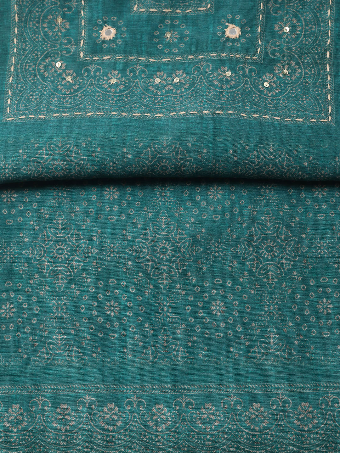 Embroidered Linen Blend Unstitched Suit With Pant &amp; Dupatta