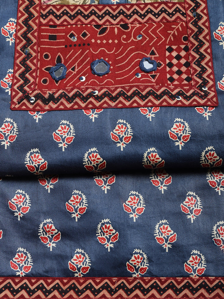 Printed Cotton Blend Unstitched Suit With Pant &amp; Dupatta