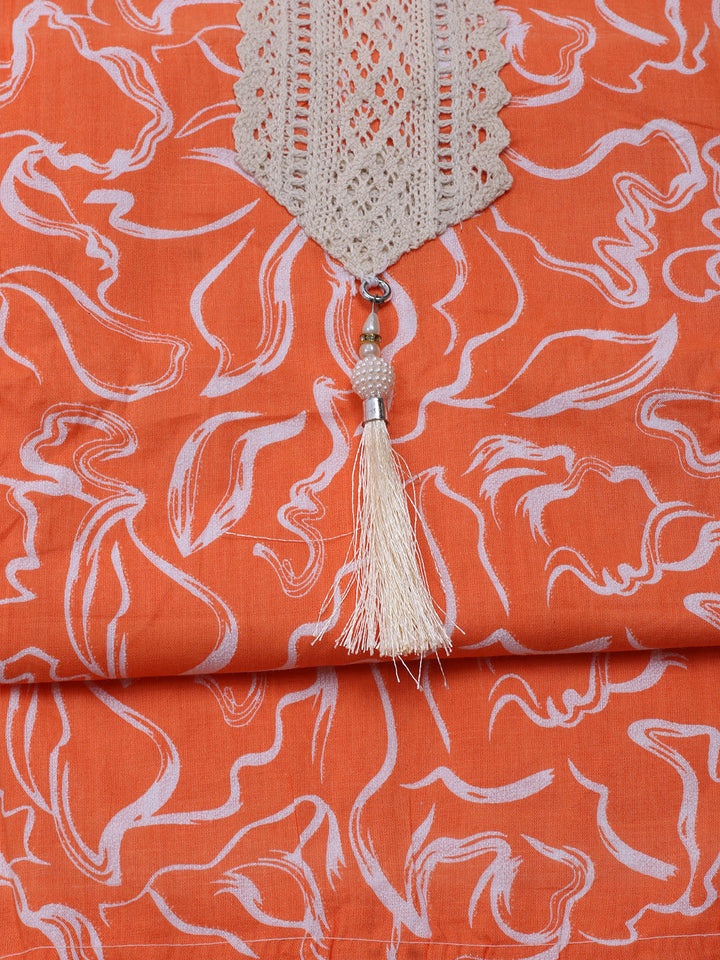 Printed Cotton Blend Unstitched Suit With Dupatta