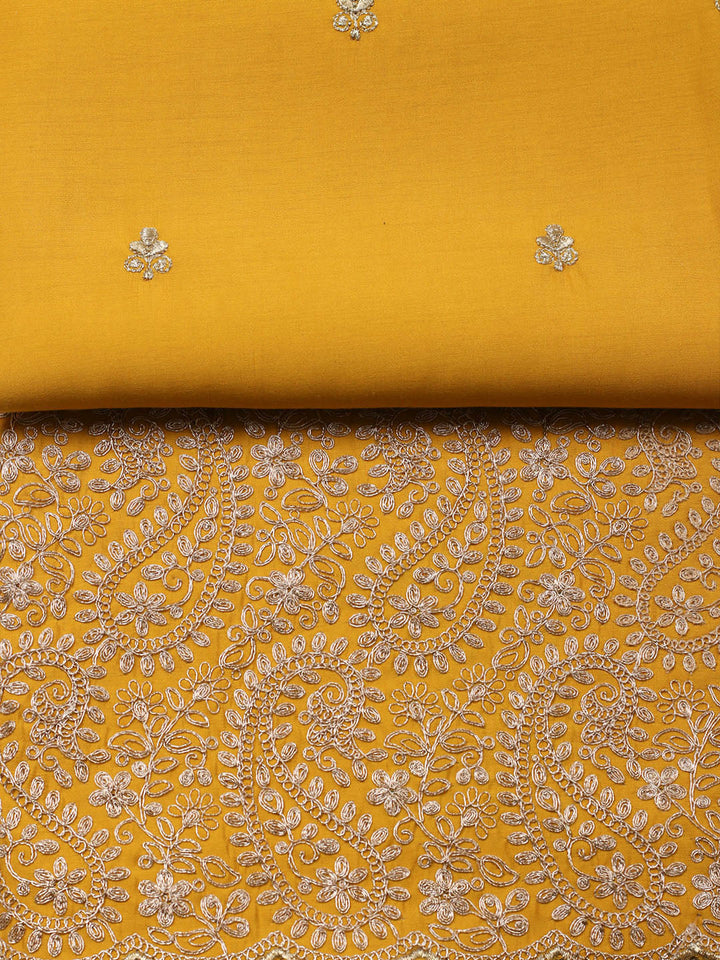Woven Design Chanderi Unstitched Suit With Pant &amp; Dupatta