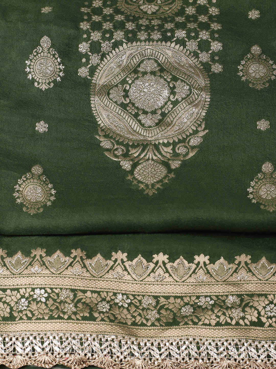 Woven Design Chanderi Unstitched Suit With Pant &amp; Dupatta
