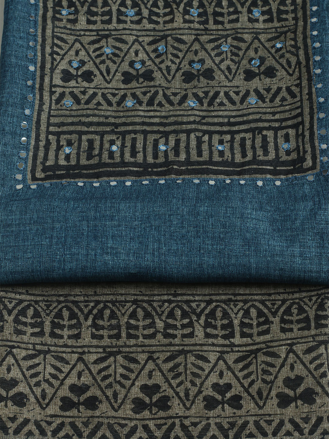 Printed Chanderi Unstitched Suit With Pant &amp; Dupatta