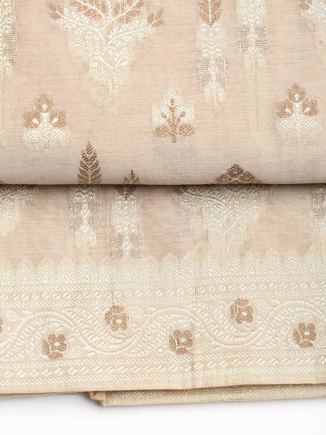 Woven Banarasi Chanderi Unstitched Suit With Dupatta