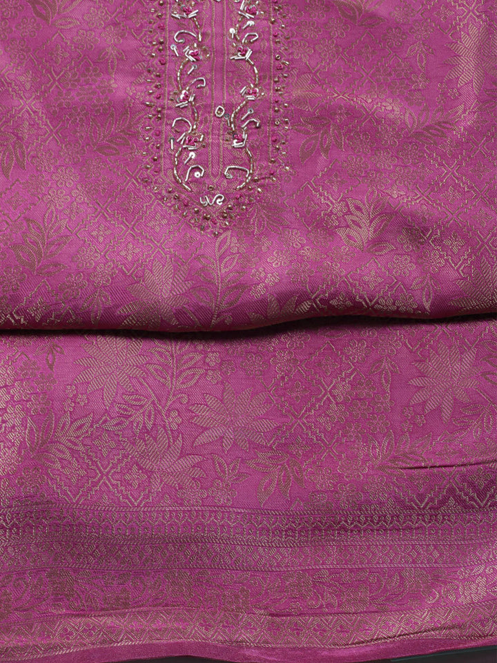 Brocade Chanderi Unstitched Suit With Dupatta