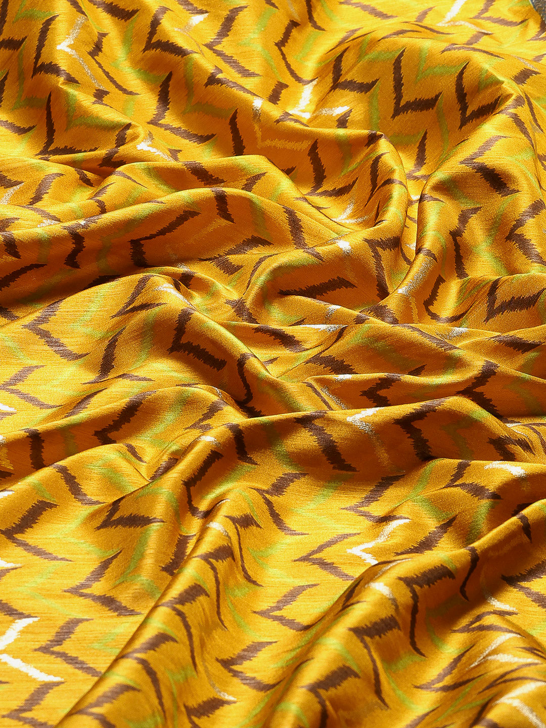 Digital Printed Art Silk Mustard Saree