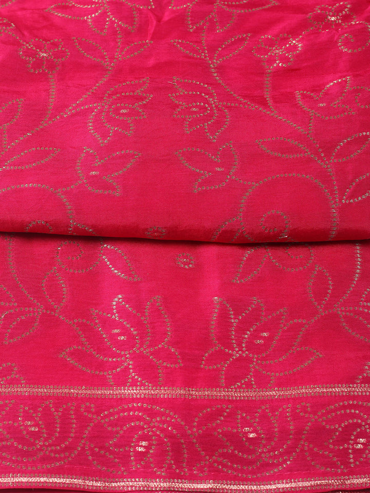 Woven Design Chanderi Unstitched Kurta With Pant &amp; Dupatta