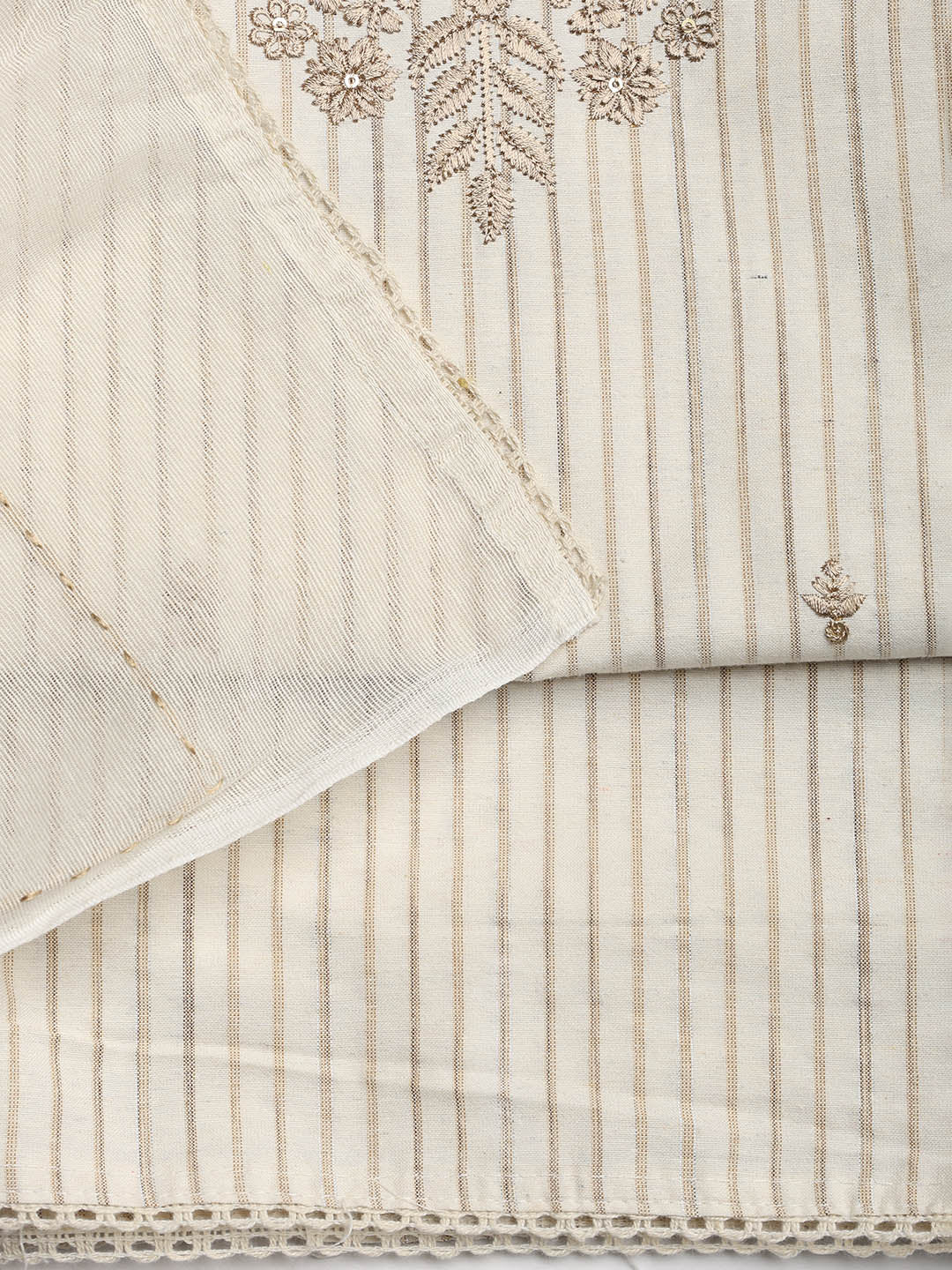 Neck Embroidered Cotton Blend Unstitched Suit With Dupatta