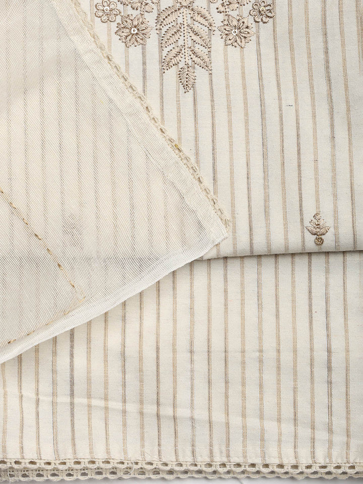 Neck Embroidered Cotton Blend Unstitched Suit With Dupatta