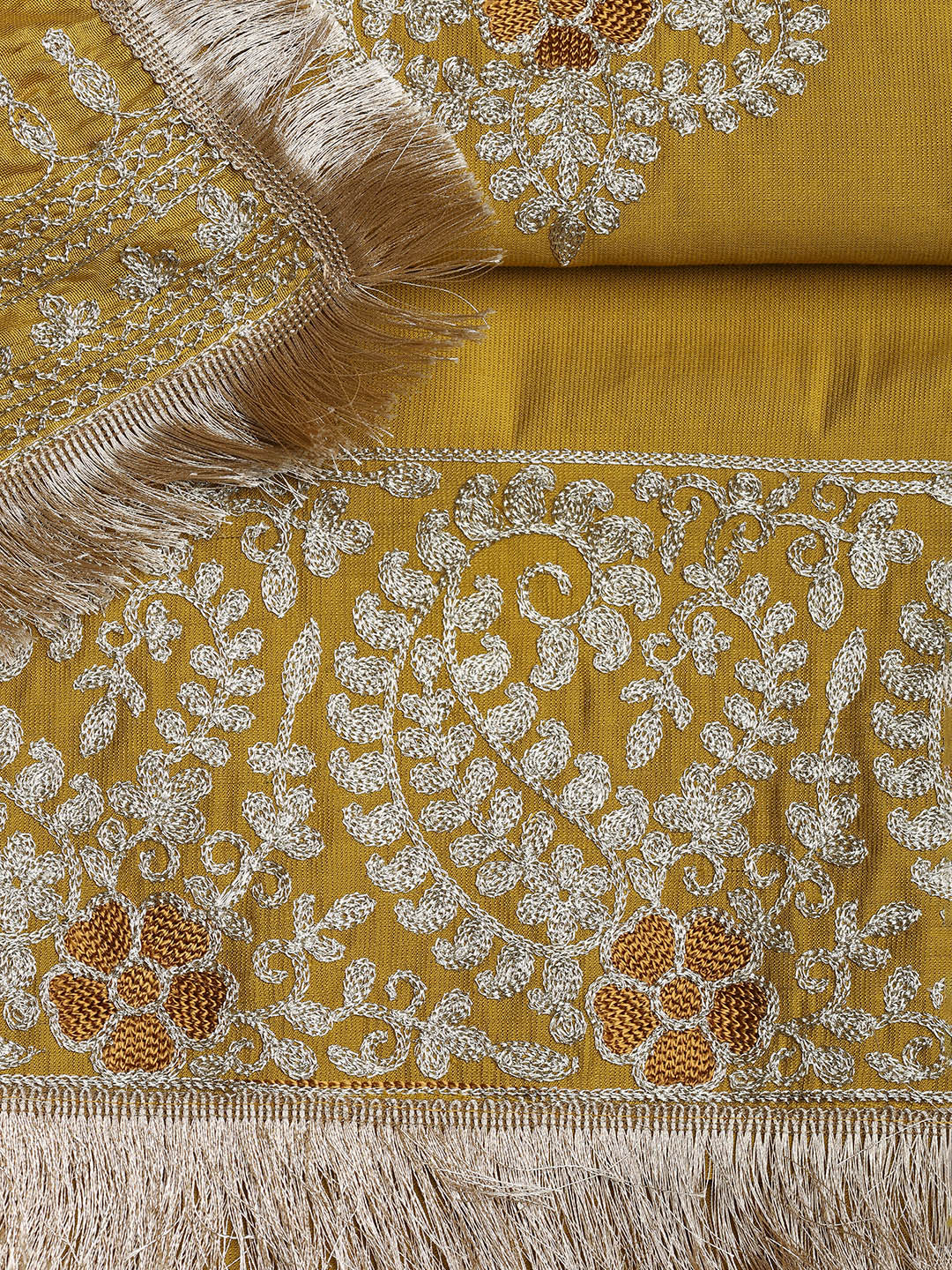 Embroidered Chanderi Unstitched Suit With Dupatta