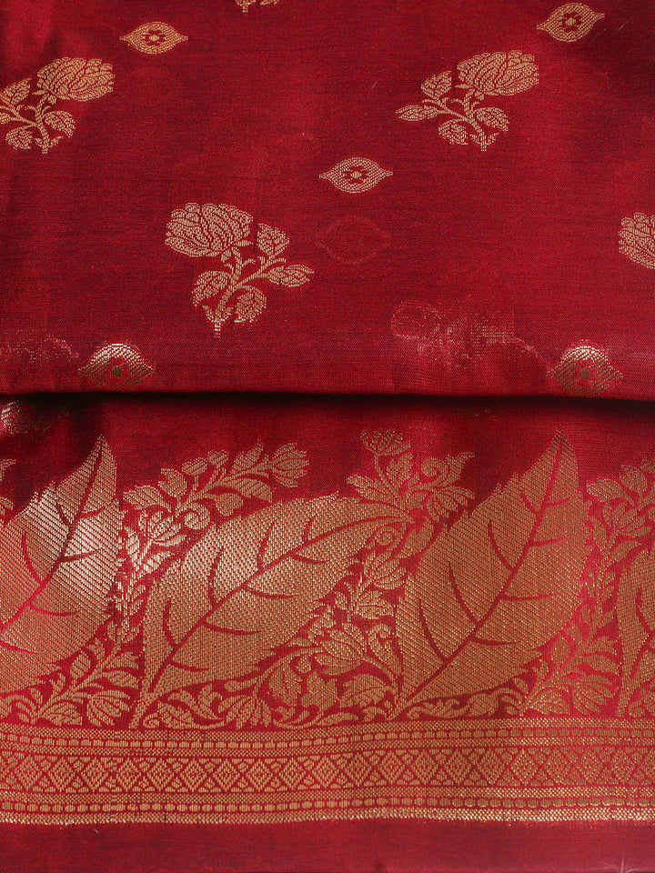 Woven Design Chanderi Unstitched Suit With Pant &amp; Dupatta
