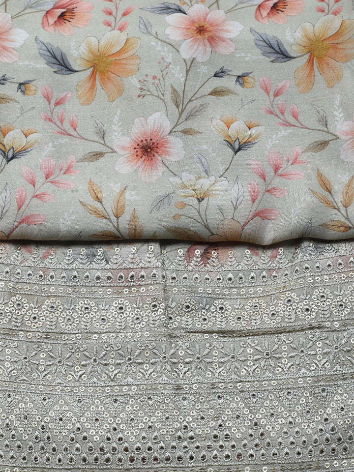Printed Muslin Unstitched Suit With Dupatta