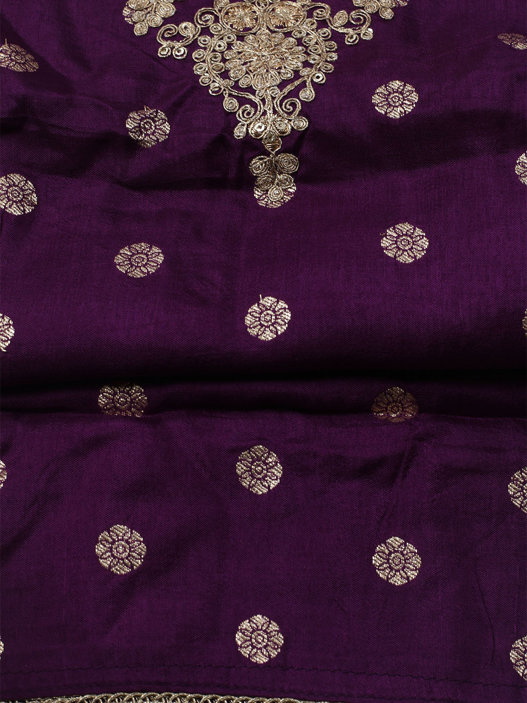 Embroidered Chanderi Unstitched Kurta With Pant &amp; Dupatta