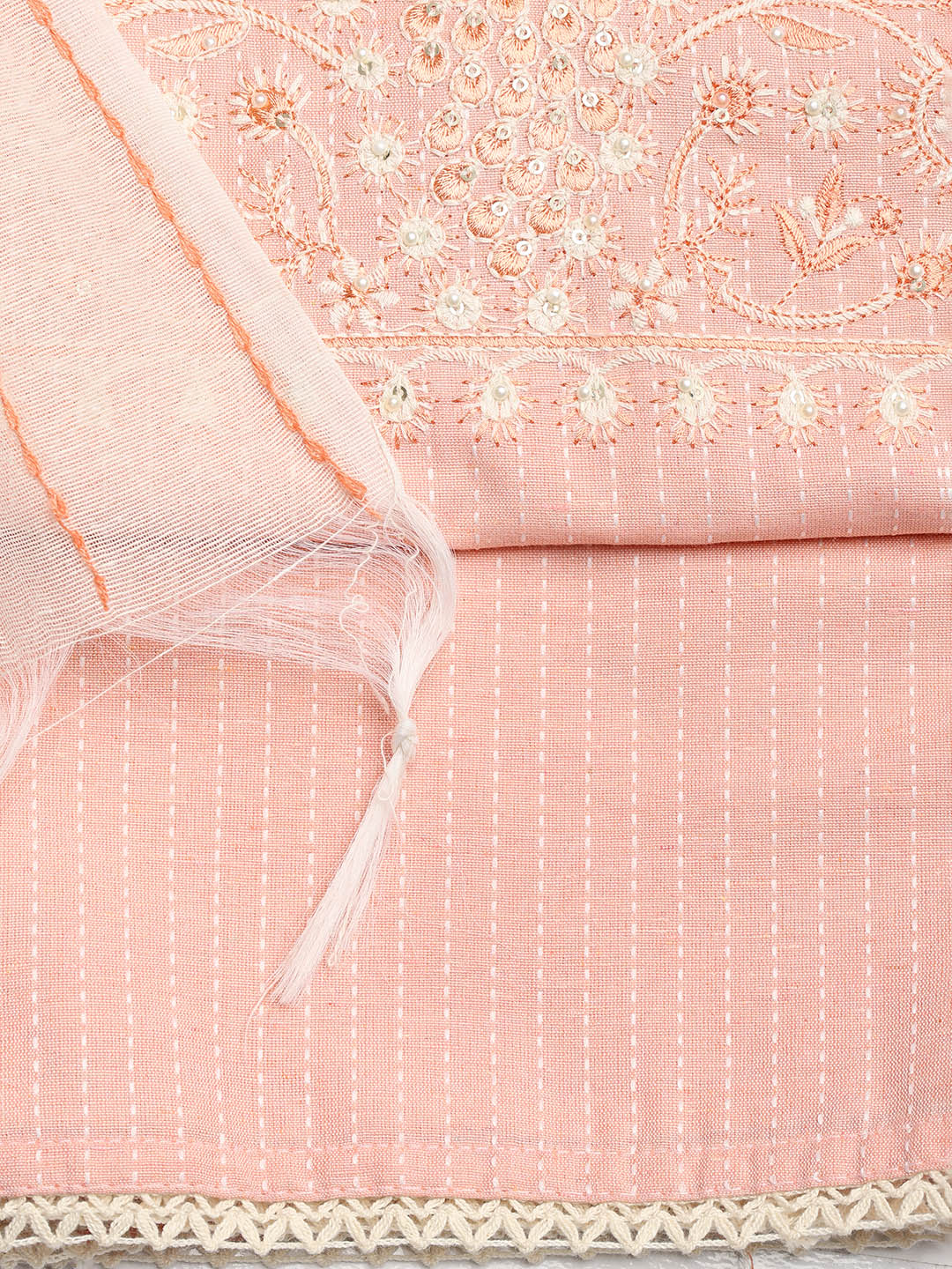 Embroidered Cotton Blend Unstitched Suit With Dupatta