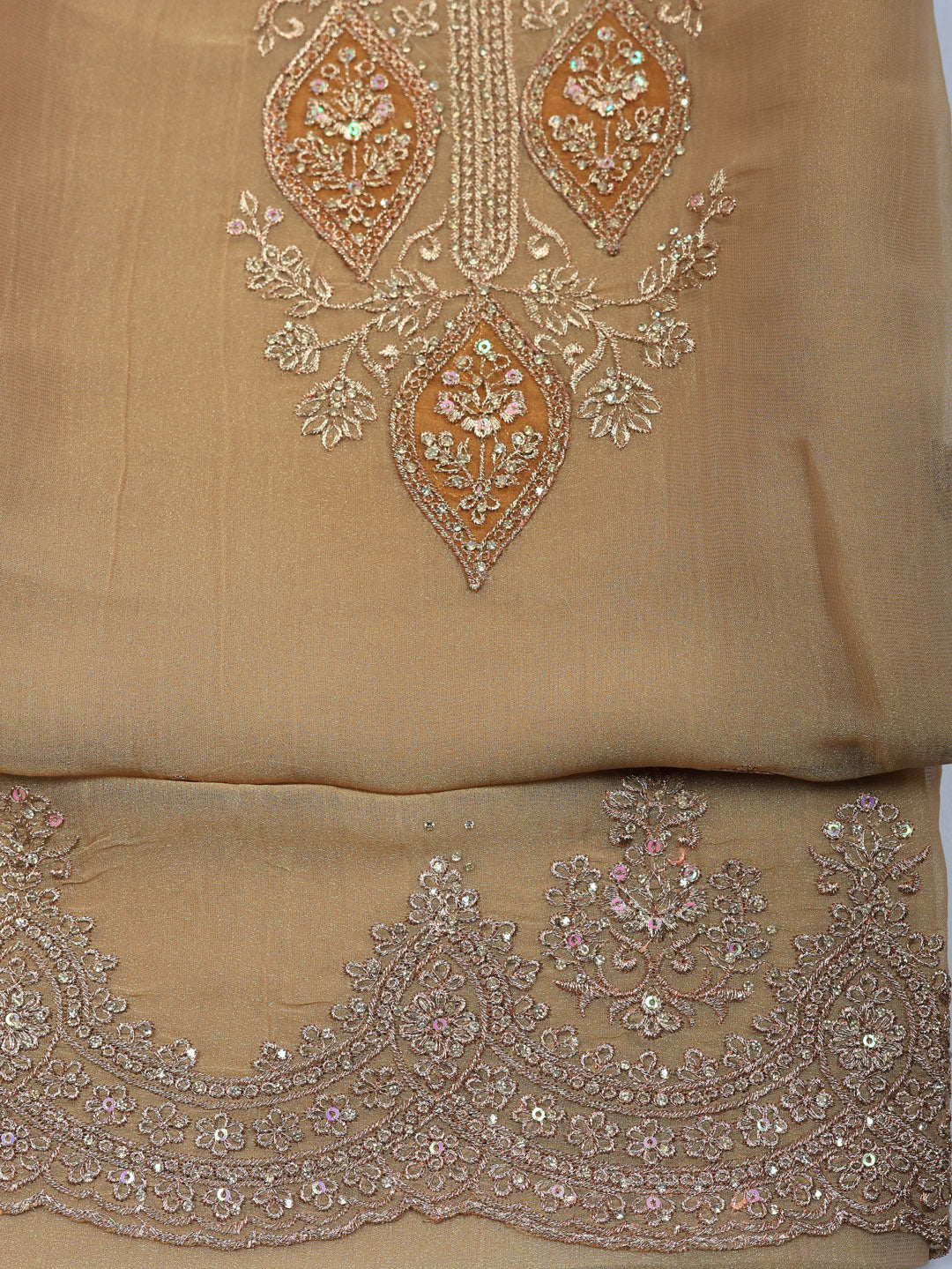 Embroidered Tissue Unstitched Suit With Pant &amp; Dupatta
