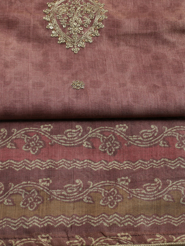 Embroidered Tissue Unstitched Kurta With Pant &amp; Dupatta