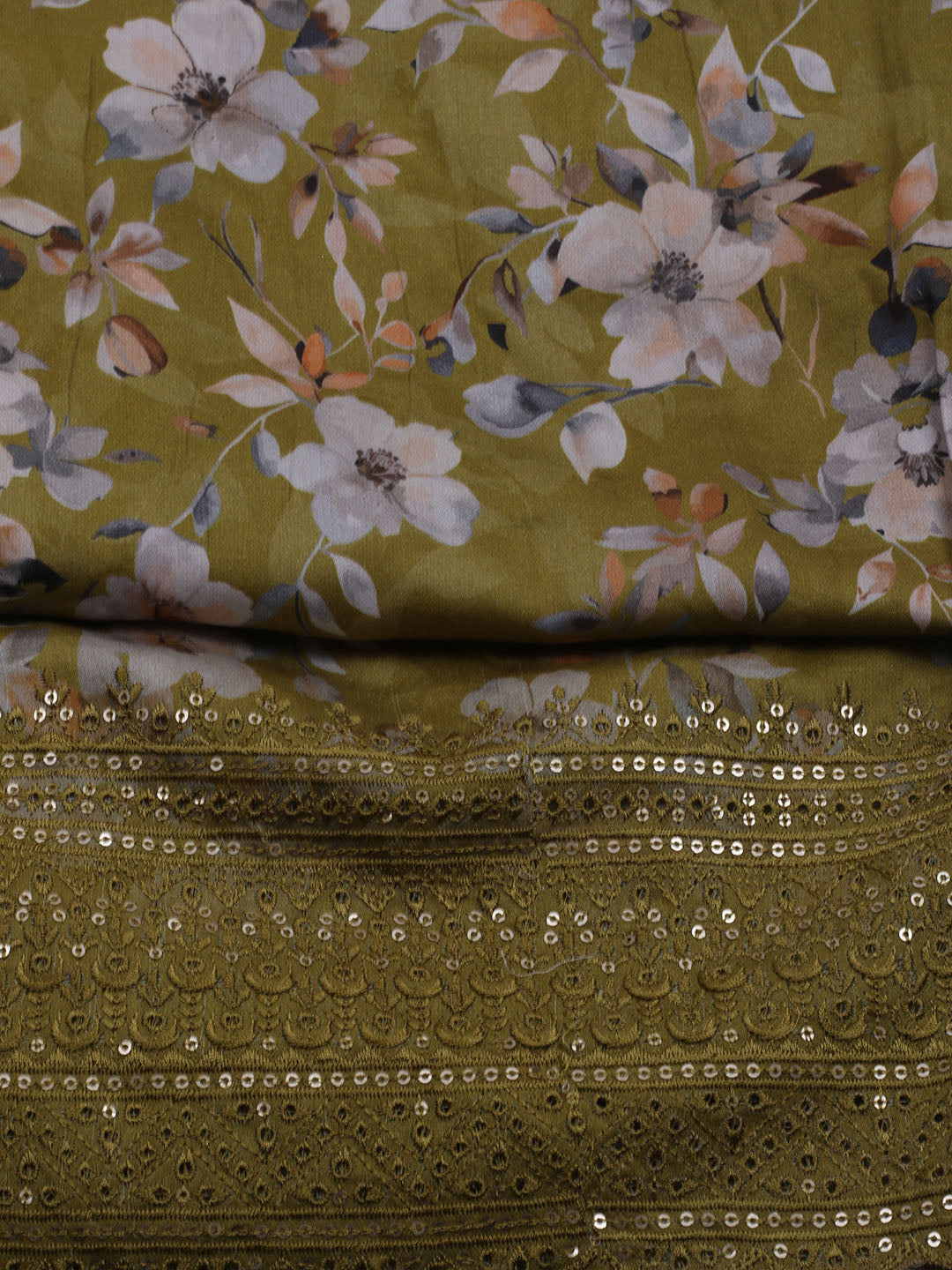 Printed Cotton Blend Unstitched Suit With Dupatta