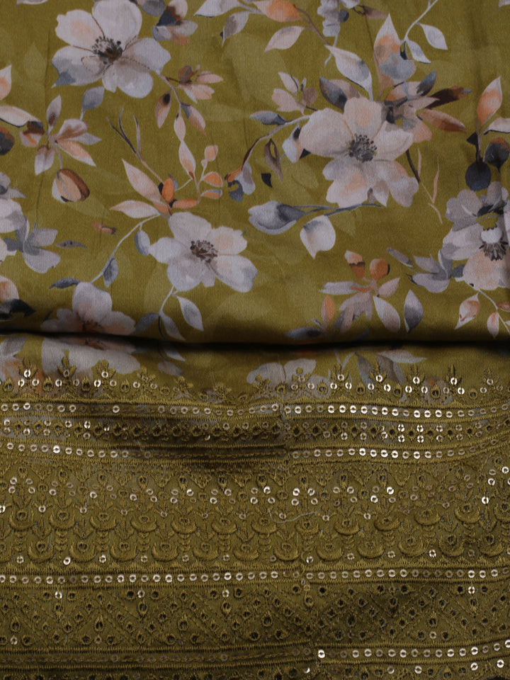 Printed Cotton Blend Unstitched Suit With Dupatta