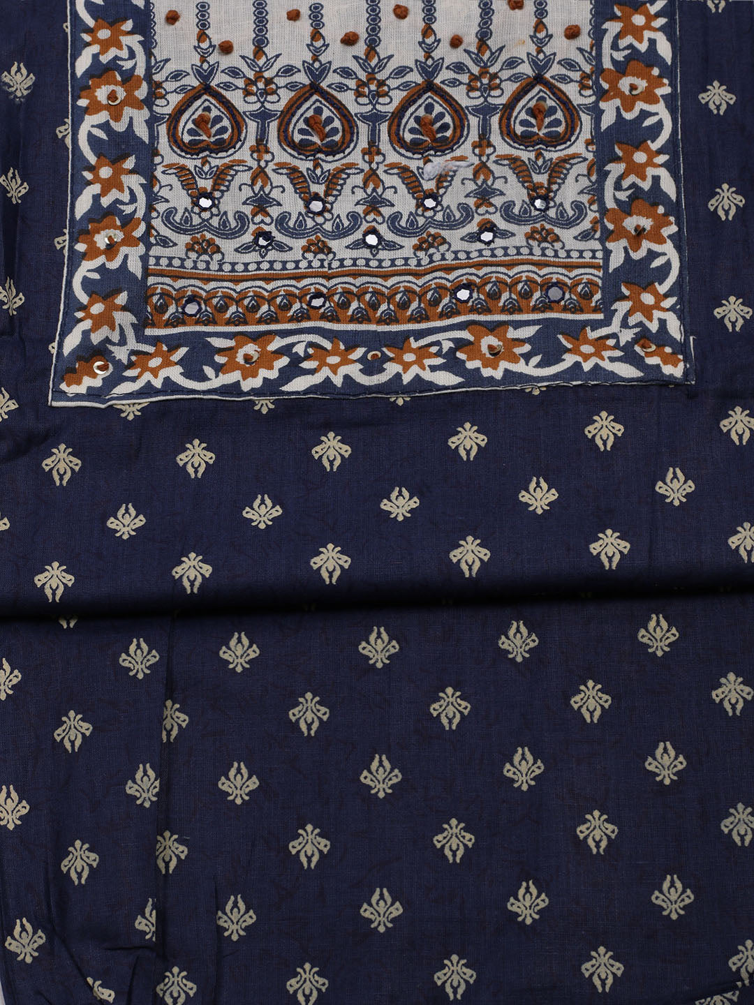 Printed Cotton Blend Unstitched Suit With Dupatta