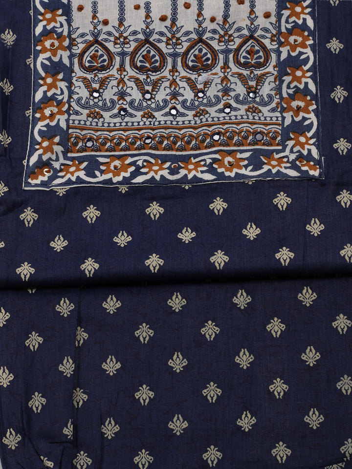 Printed Cotton Blend Unstitched Suit With Dupatta