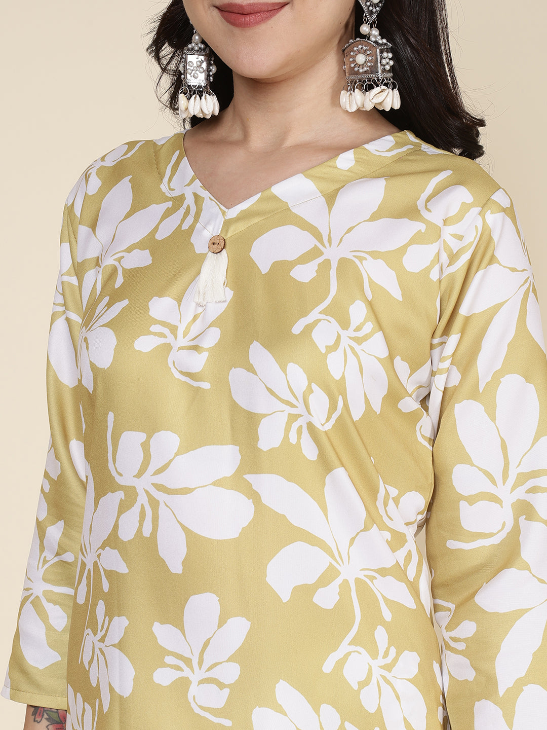 Printed Cotton Blend Kurta With Pants