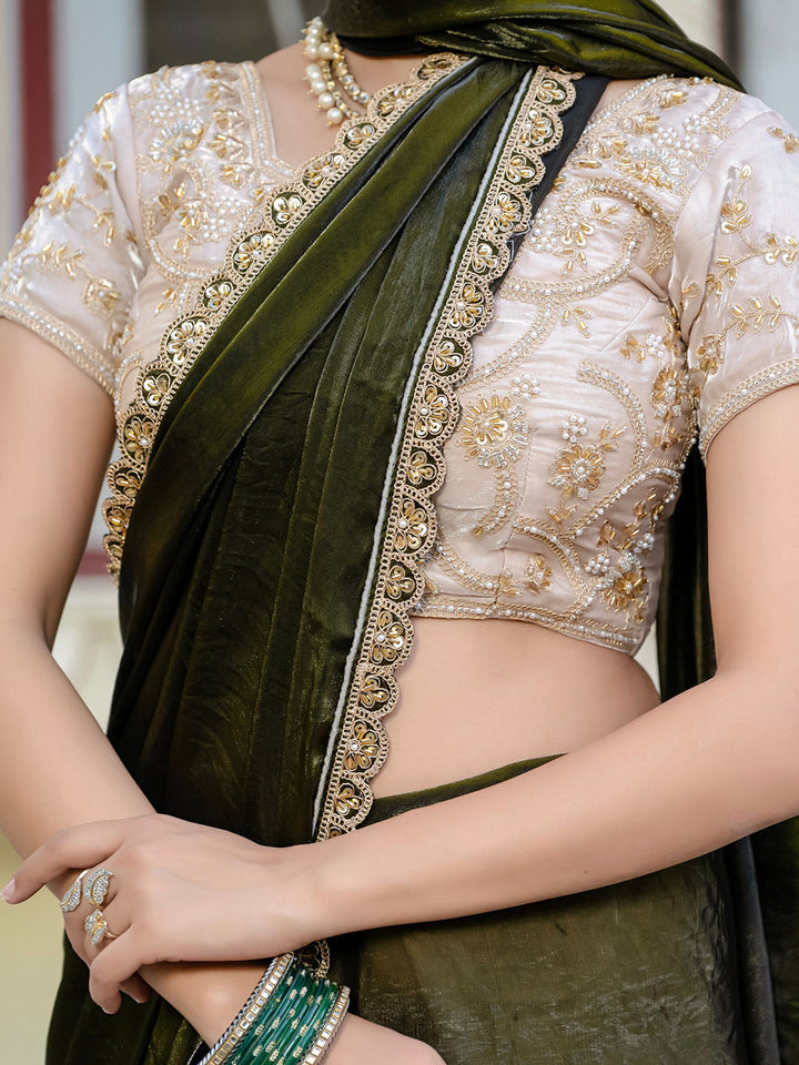 Embroidered Satin Saree