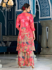 Floral Printed Cotton Straight Kurta With Palazzo