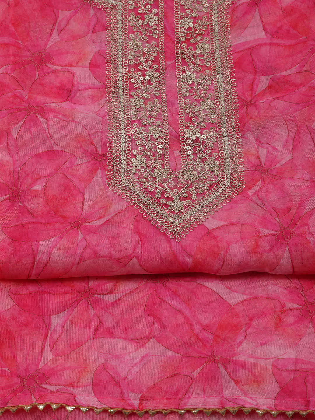 Zari Jaal Art Silk Unstitched Suit With Dupatta