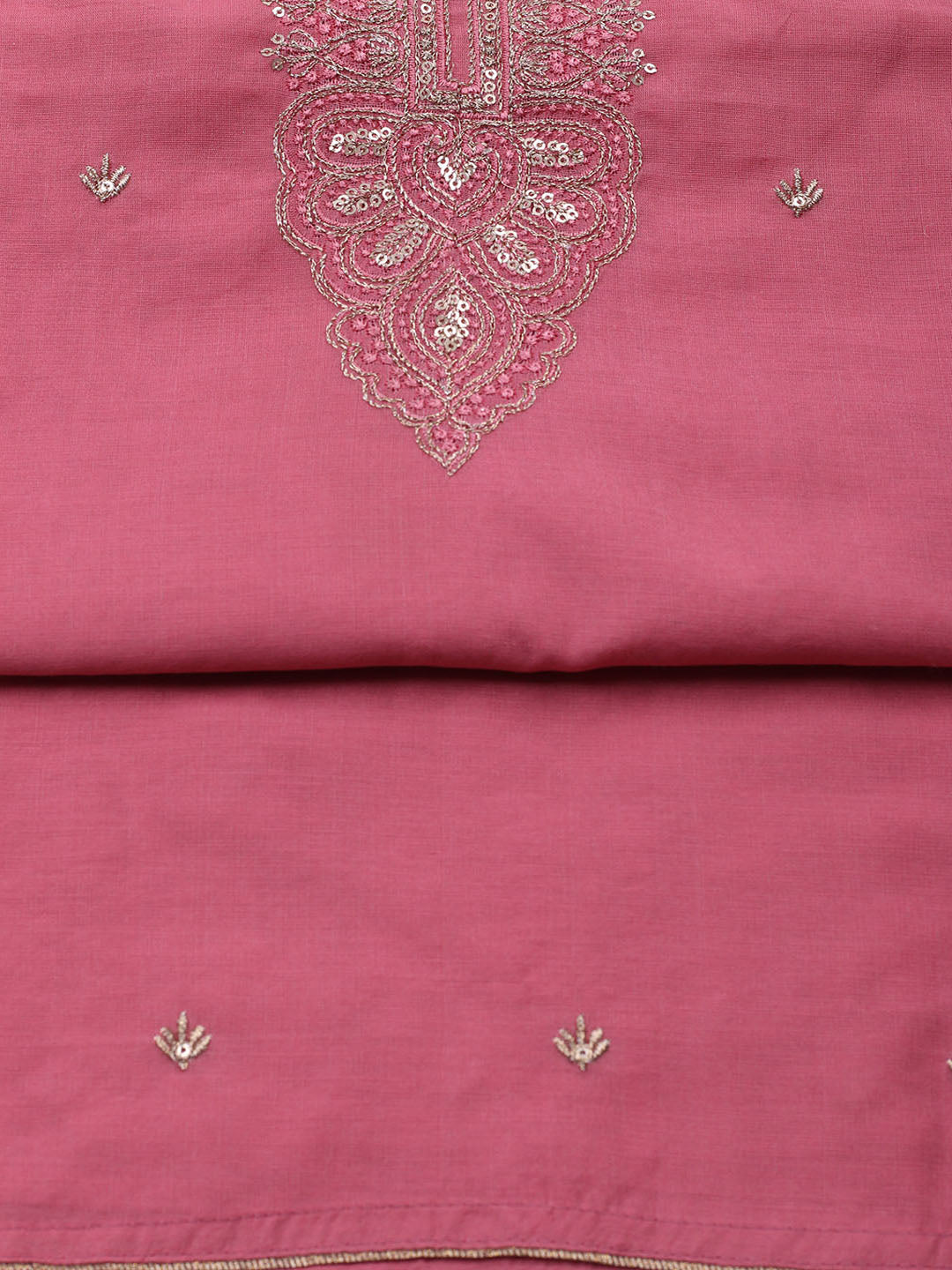 Embroidered Chanderi Unstitched Suit With Dupatta