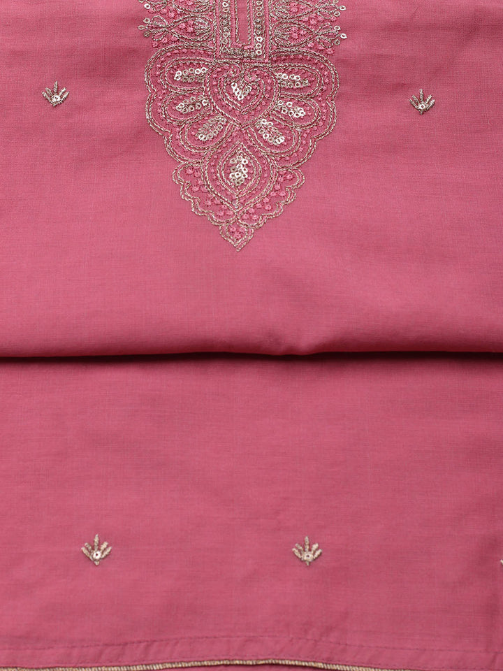 Embroidered Chanderi Unstitched Suit With Dupatta