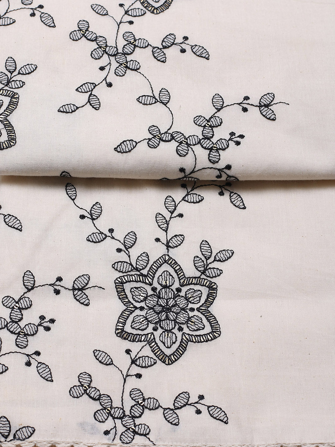 Embroidered Cotton Blend Unstitched Suit With Pant &amp; Dupatta