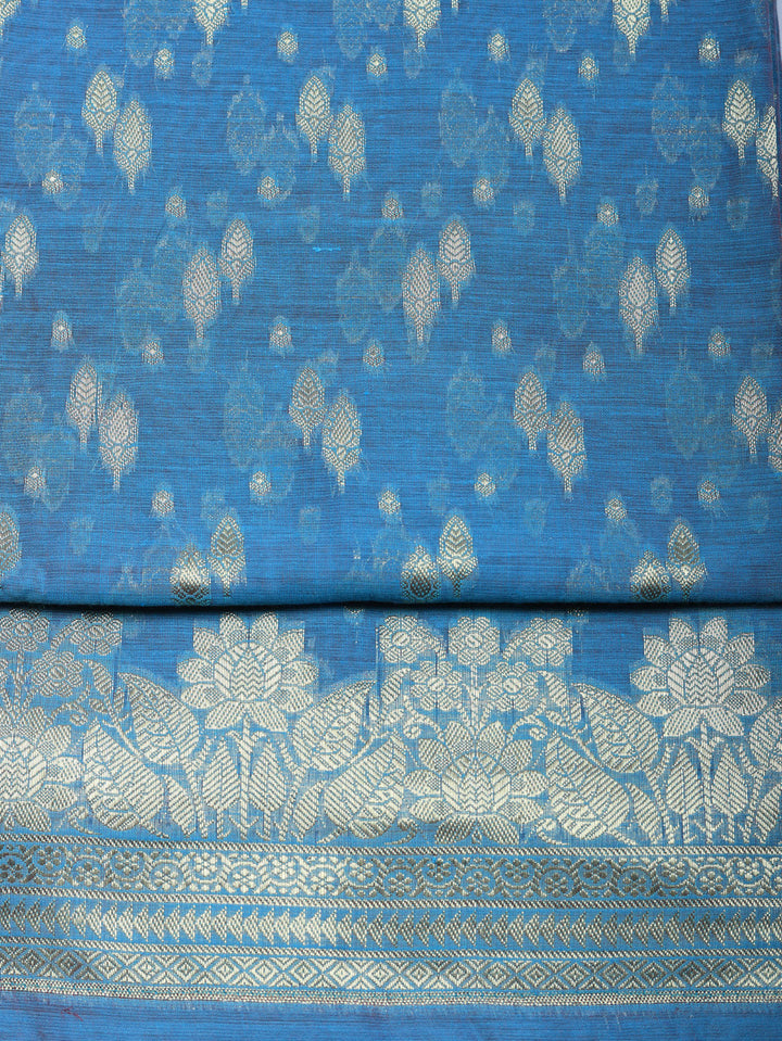 Woven Design Art Silk Unstitched Suit With Pant &amp; Dupatta