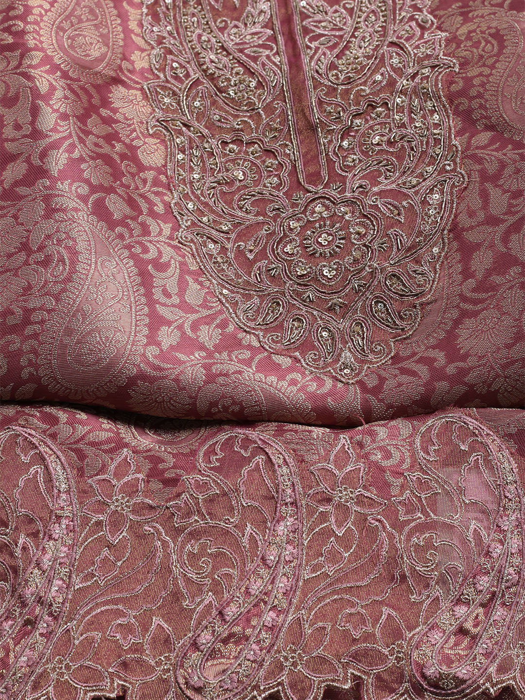 Woven Design Tissue Unstitched Suit With Dupatta