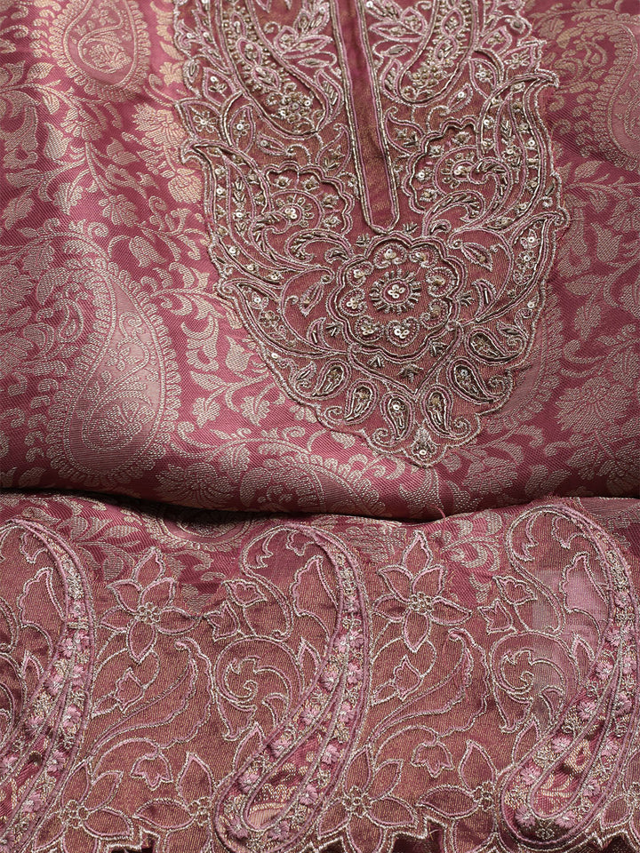Woven Design Tissue Unstitched Suit With Dupatta
