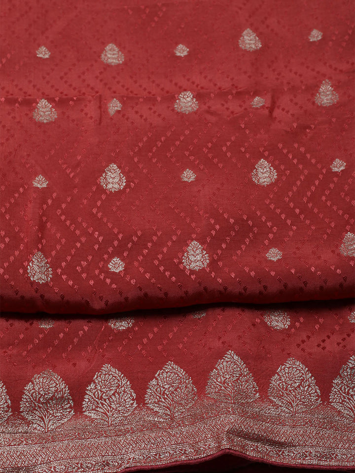 Woven Border Chanderi Unstitched Suit With Dupatta